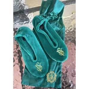 Vintage Victoria's Secret Slippers Ballet Boudoir Velvet Gold‎ Logo S/M 5-7
